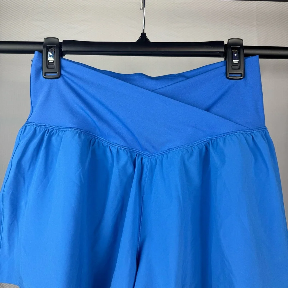 Aerie Real Me High Waist Blue Flowy Shorts size Large - Picture 2 of 7